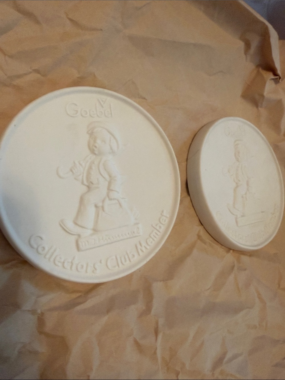 Goebel White Ceramic Collectors' Club Plaques - Set of 2